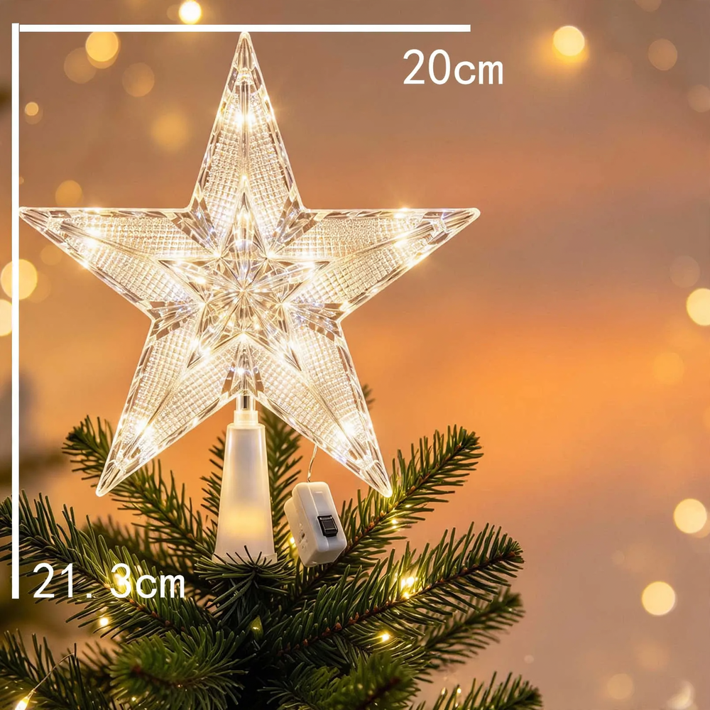 Illuminated Christmas tree topper star made of PVC