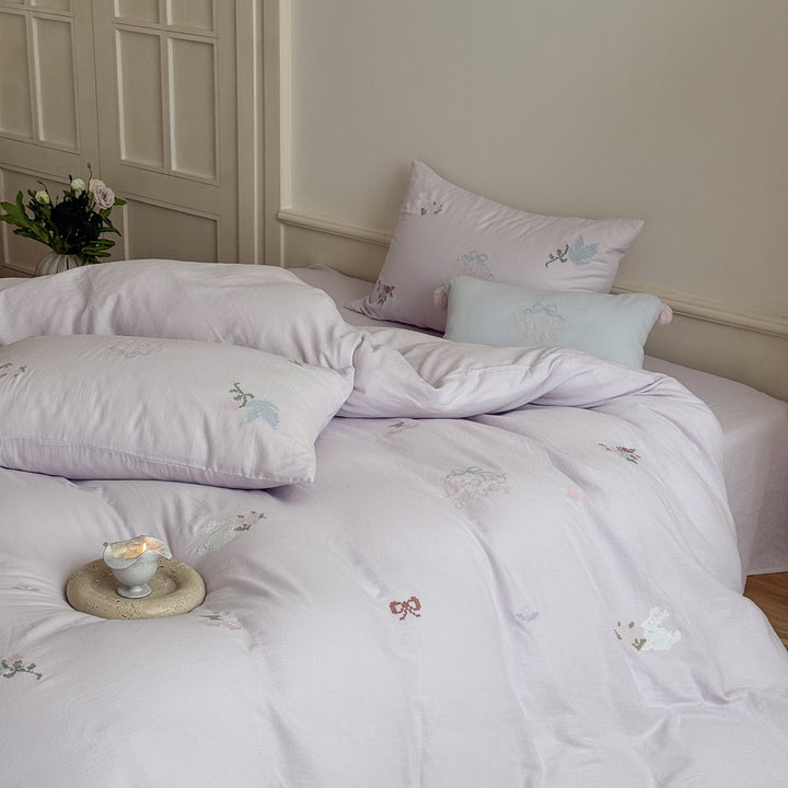 Cotton bedding with crinkle structure, 4-piece