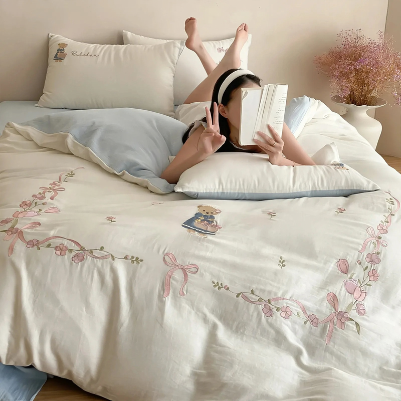 Bedding set made of double-layer cotton gauze, child-friendly