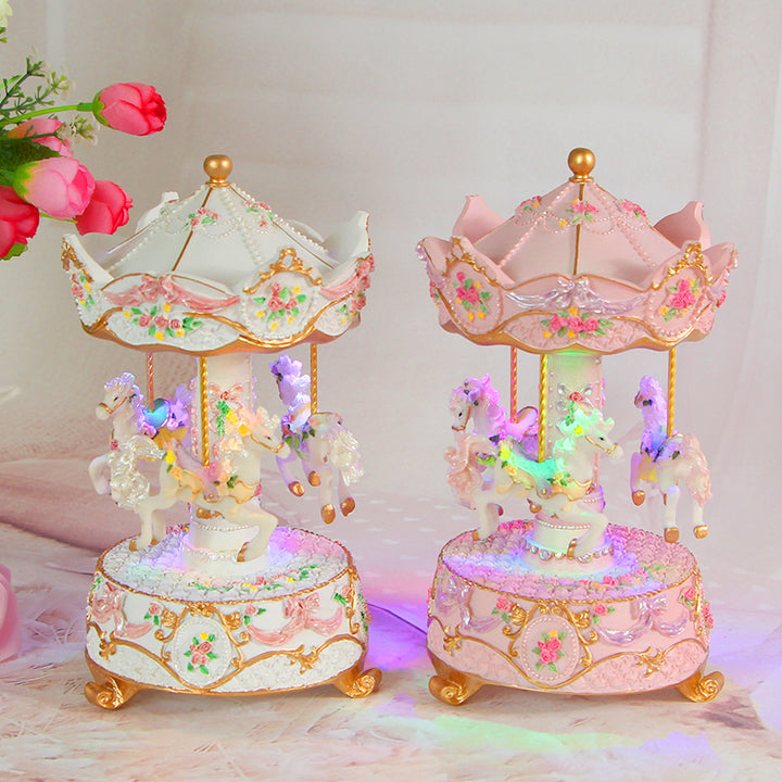 Carousel music box with lighting