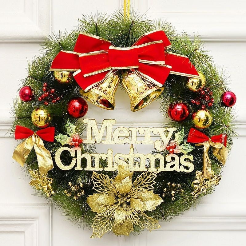 Illuminated Christmas wreath with hanging