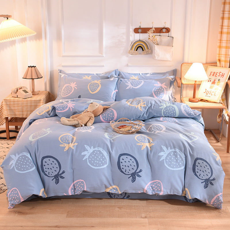Duvet cover set made of brushed cotton, printed