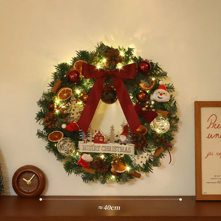Christmas wreath with decoration for door and tree