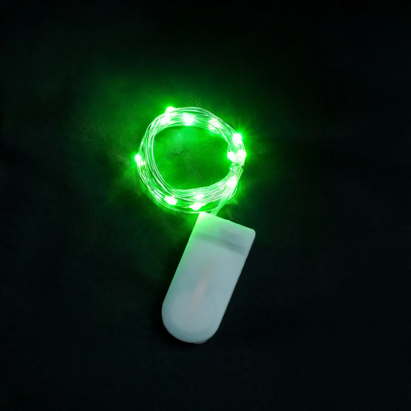 LED copper wire light string with button cell battery box