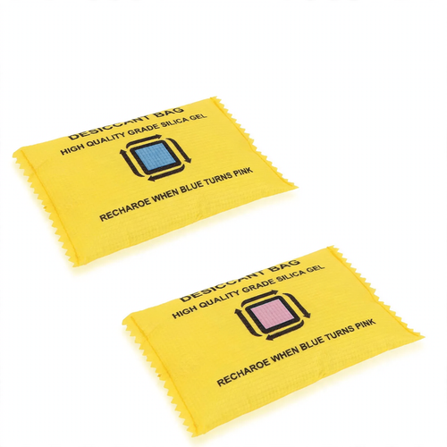 Reusable dehumidifying bag with color-changing silica gel