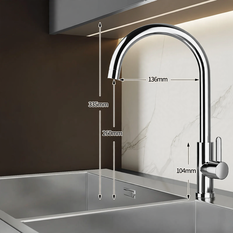Stainless steel kitchen faucet, mixing or cold water