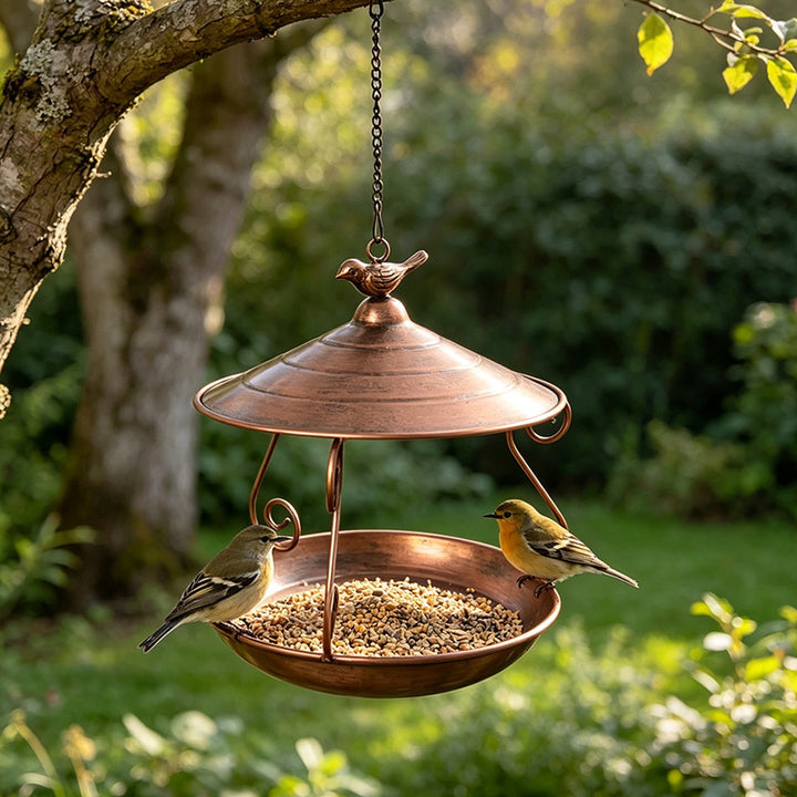 Decorative Hanging Bird Bath made of Iron, Flower Design