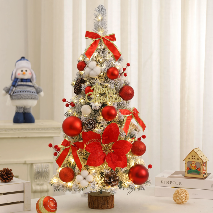 Mini Christmas tree with flocked branches, 45-75 cm