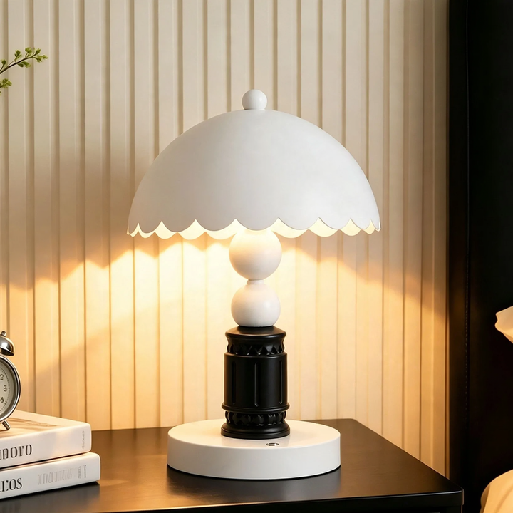 Table lamp with relief pattern, column shape