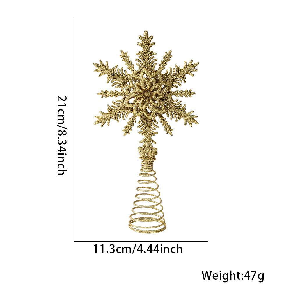 Christmas tree top star with glitter snowflake design