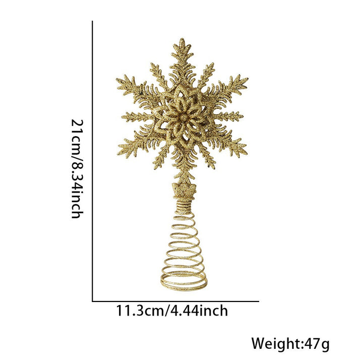 Christmas tree top star with glitter snowflake design