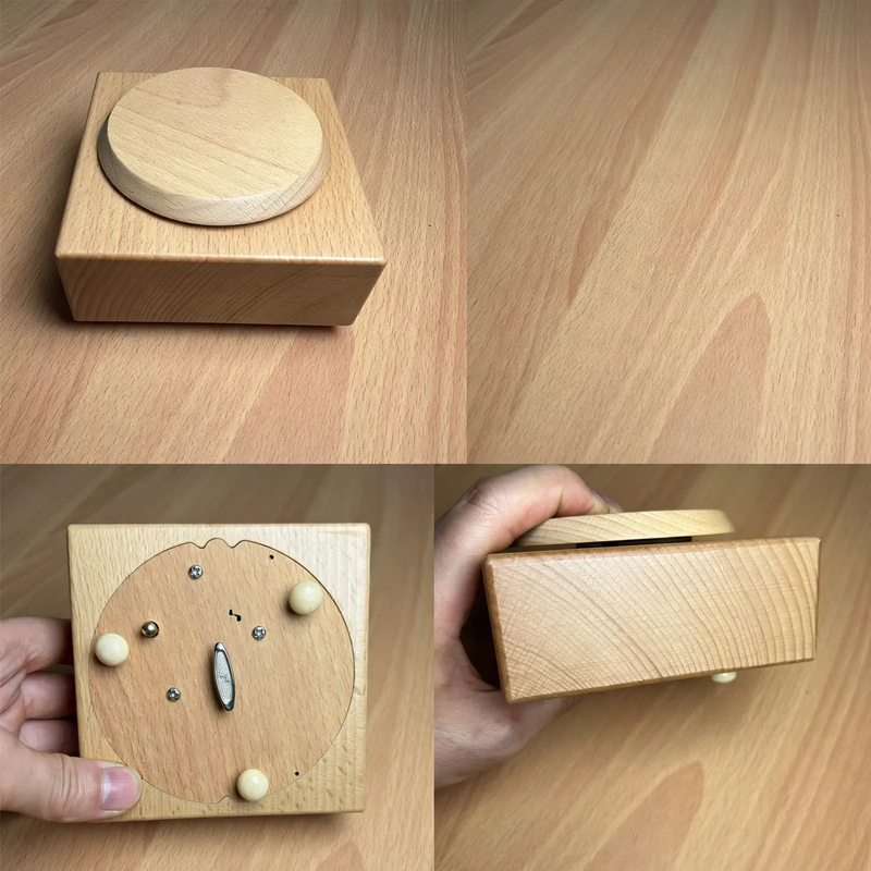 Wooden music box with mechanical movement