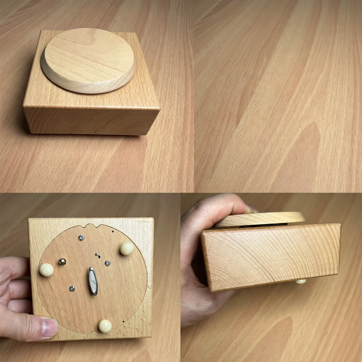 Wooden music box with mechanical movement