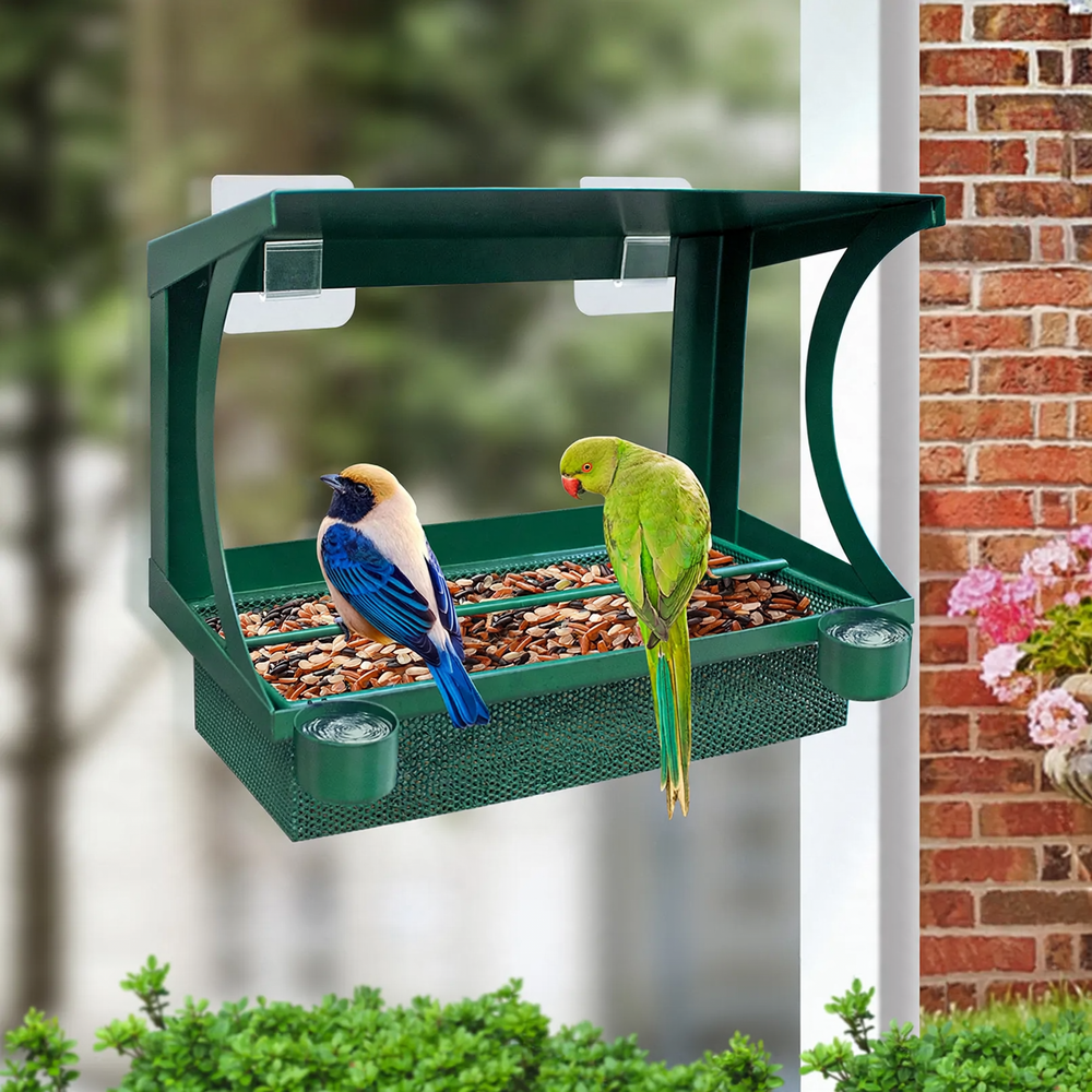 Metal Bird Feeding Station for Window Wall Mounting