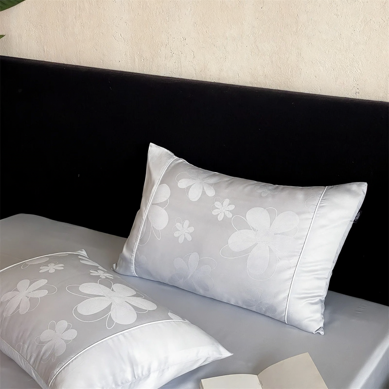 Cotton cushion cover with jacquard embroidery