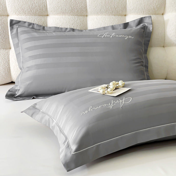 Cotton cushion cover with stripe pattern, 1 pair