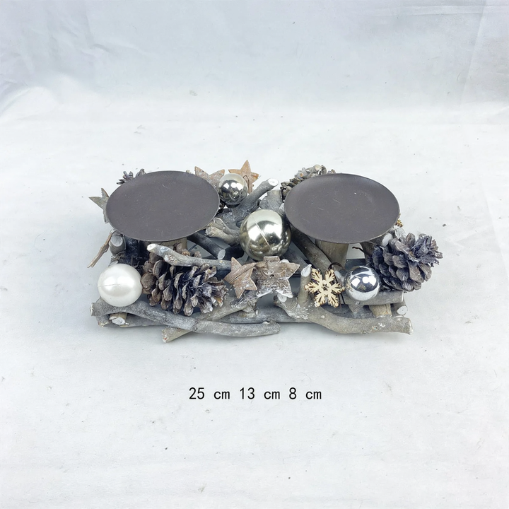 Decorative Christmas wreath made of wood and iron