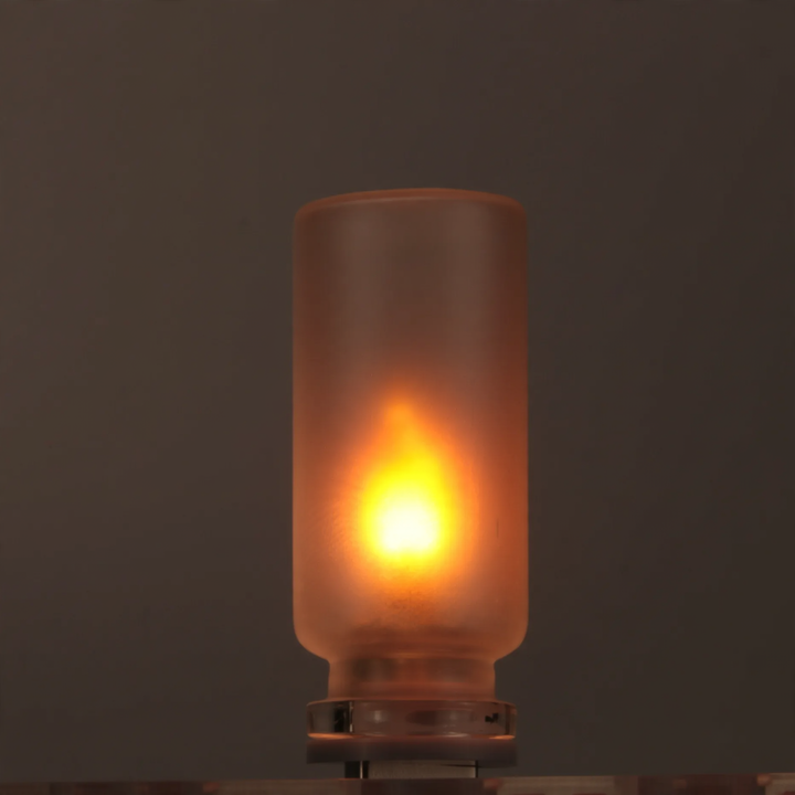 LED flame light, USB connection, glass and ABS