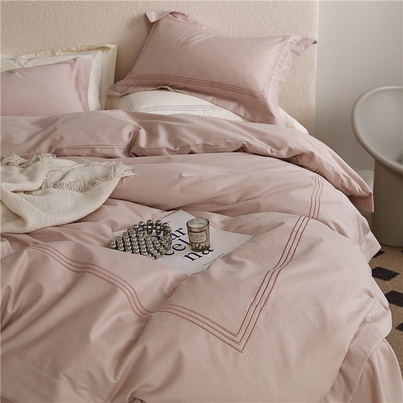 Minimalist Cotton Bedding Set with Embroidery