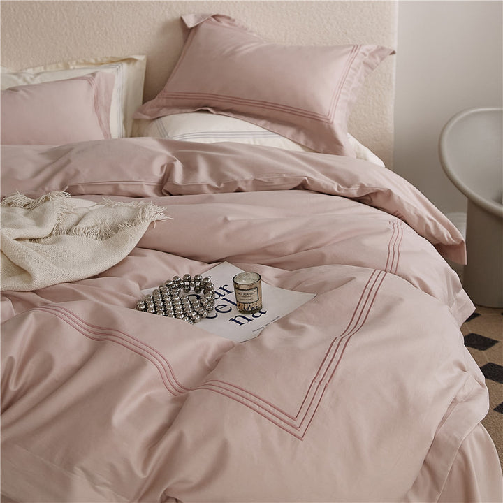 Minimalist Cotton Bedding Set with Embroidery