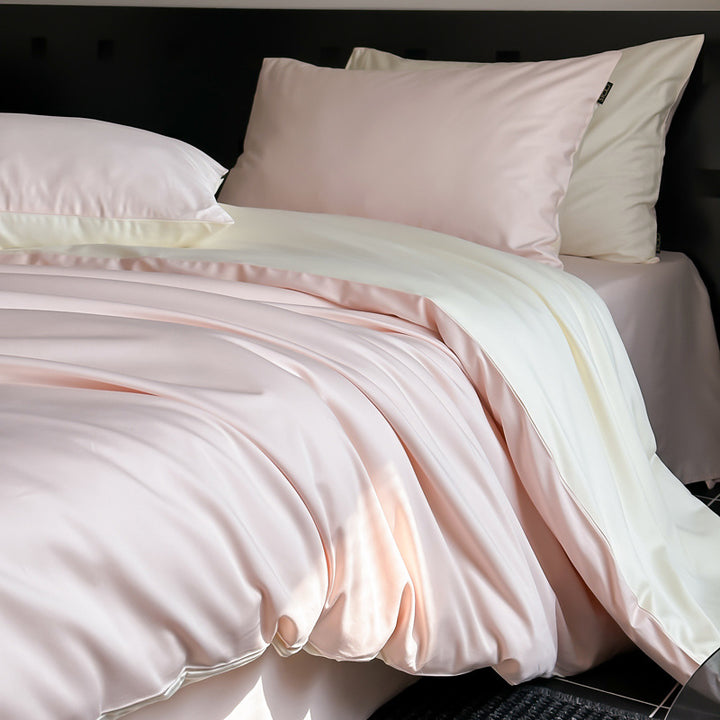 Cotton bed linen set, plain, satin weave