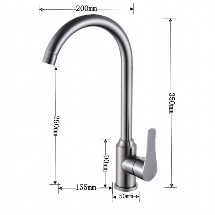 Stainless steel kitchen faucet, mixing or cold water