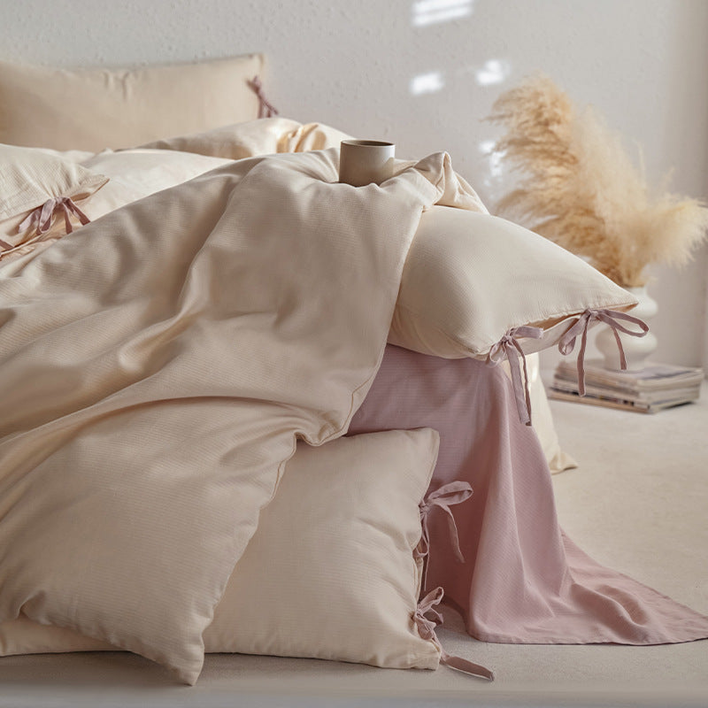 Cotton bedding set, 4-piece, two-tone