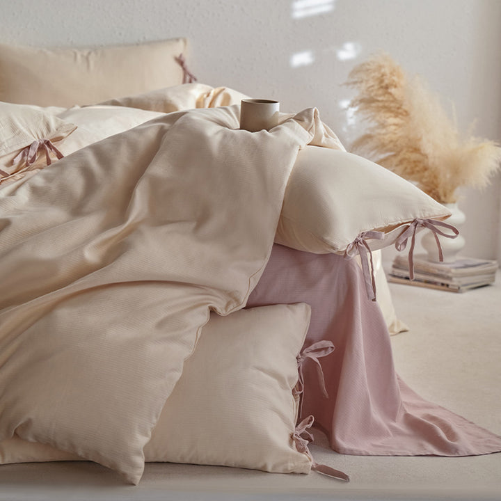 Cotton bedding set, 4-piece, two-tone