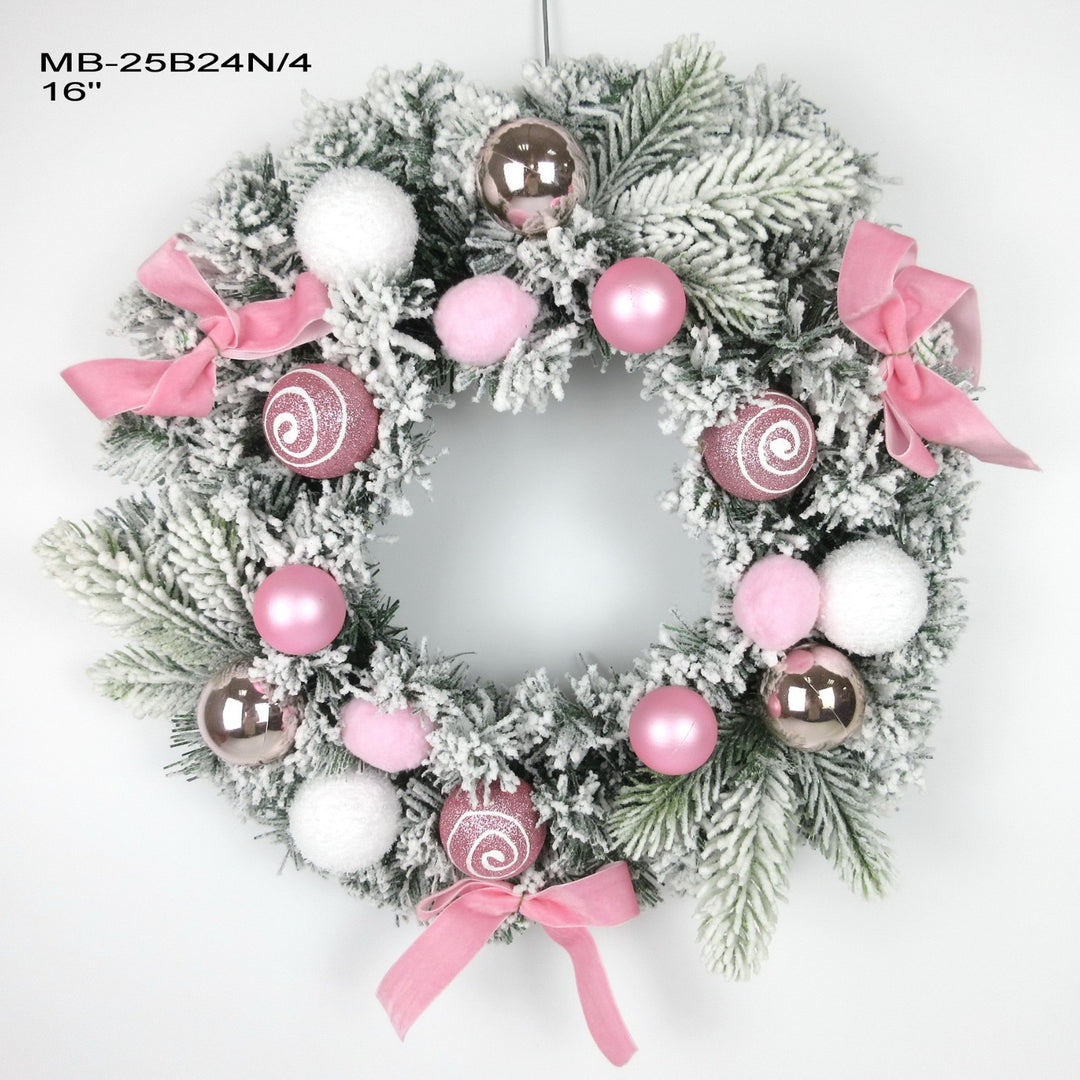 Flocked Christmas wreath, 30 or 40 cm, handcrafted
