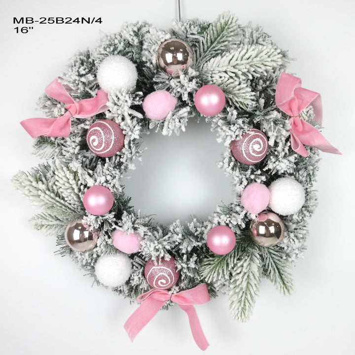 Flocked Christmas wreath, 30 or 40 cm, handcrafted