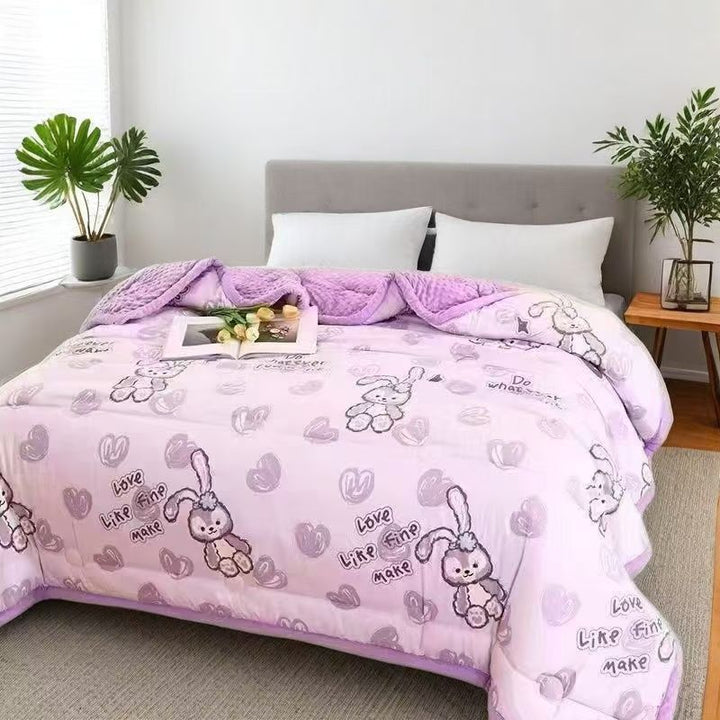 Double-sided cotton duvet with printed pattern