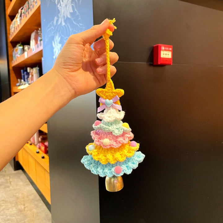 Crocheted mini Christmas tree ornament