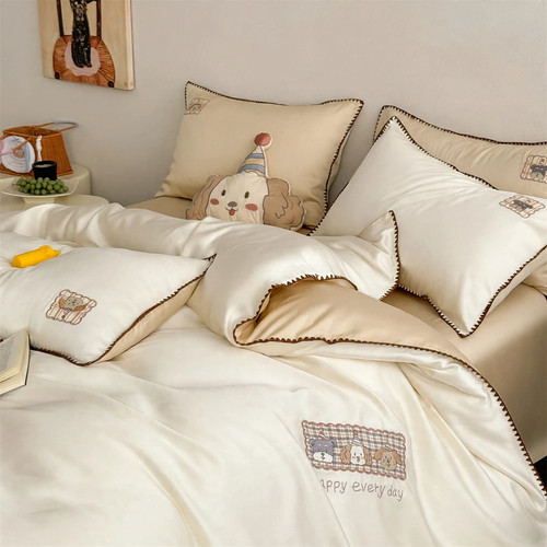 Soft Tencel bedding set, Class A, with cartoon embroidery