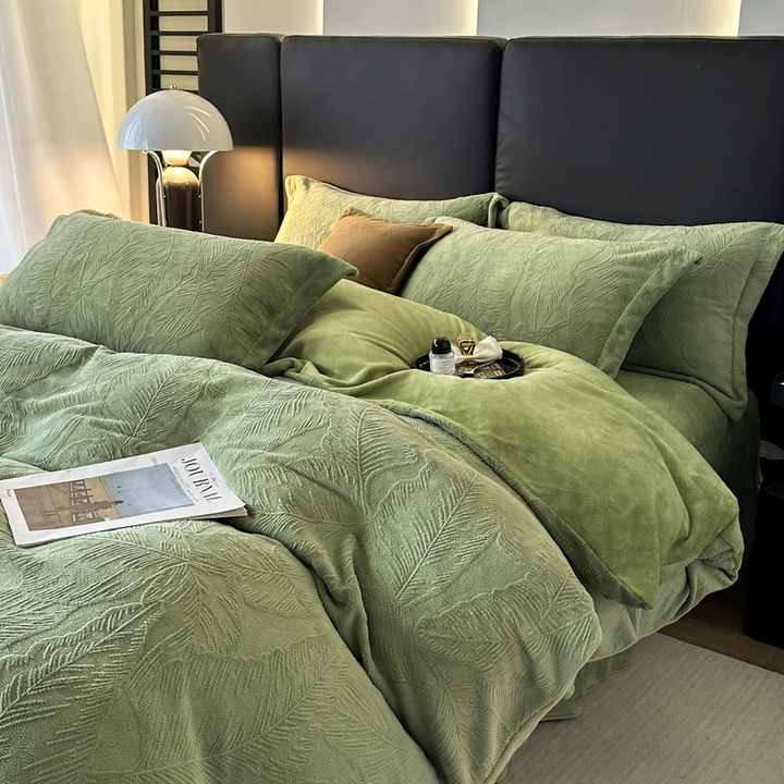 Milk fiber bedding set, 3D embossing, winter
