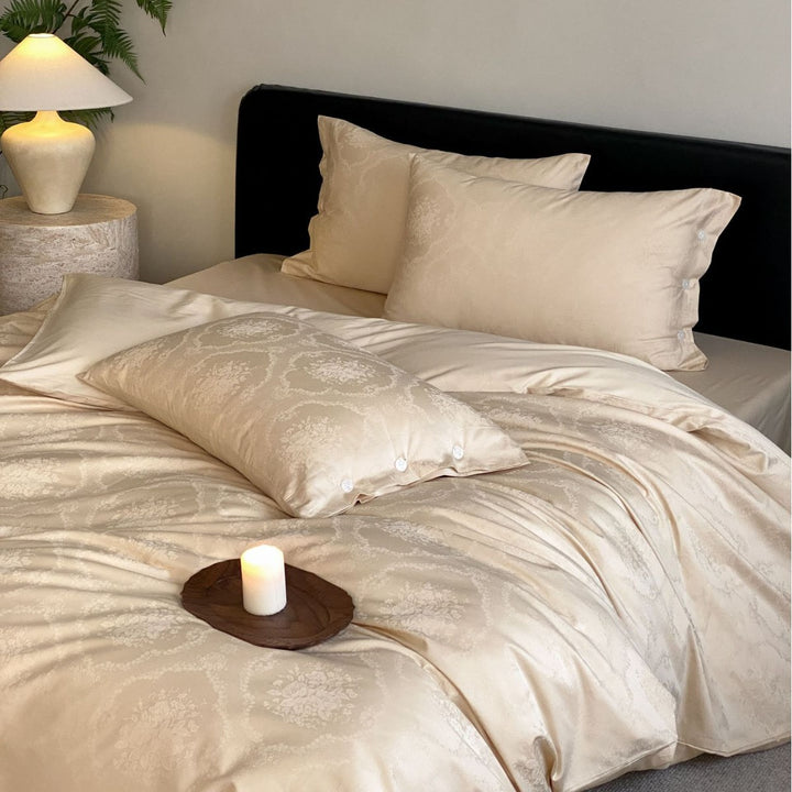 Cotton bedding set, 4-piece, Jacquard