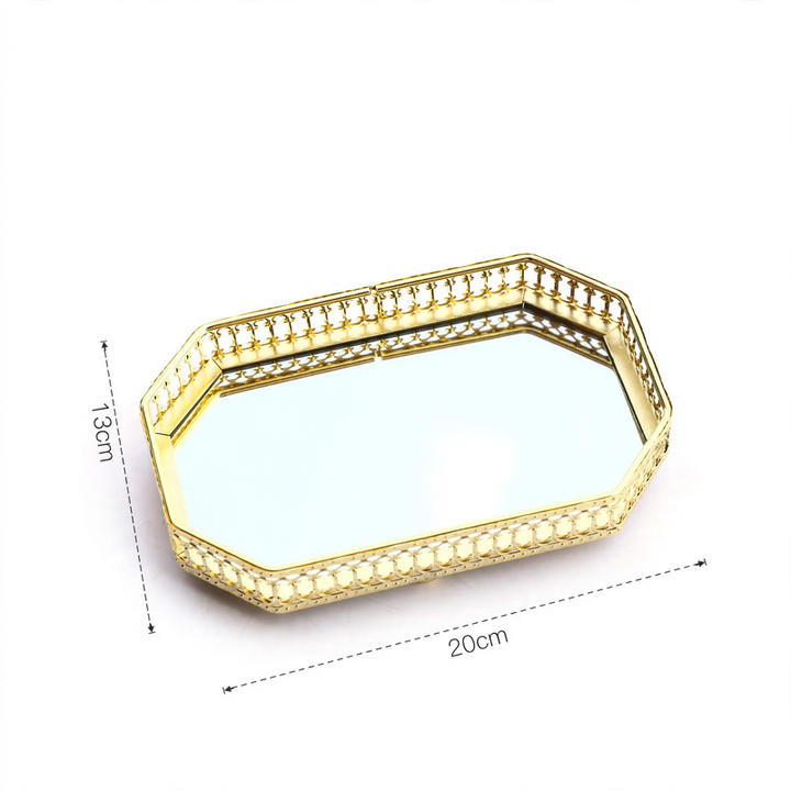 Metallic mirror tray with pearl details, Nordic