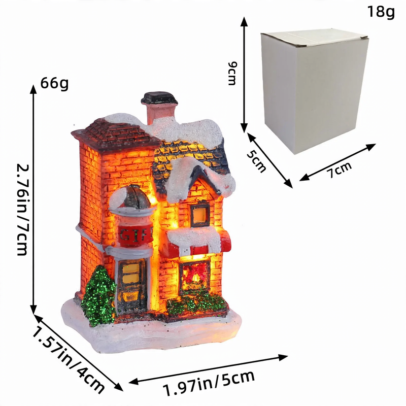 Illuminated Miniature Christmas House with Snow Landscape