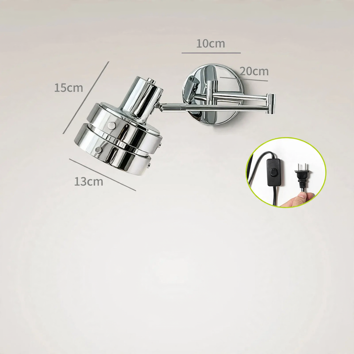 Adjustable wall lamp with swivel arm