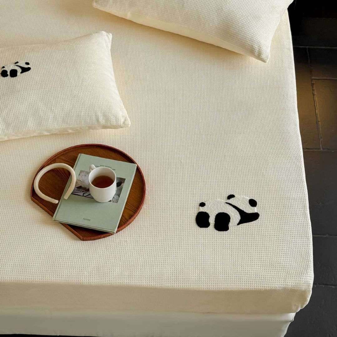 Waffle Milk Fiber Fleece Fitted Sheet Set, warm, Winter