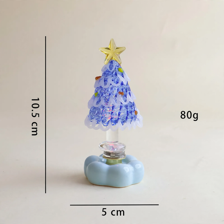 Decorative, rotating LED Christmas tree figure made of glass