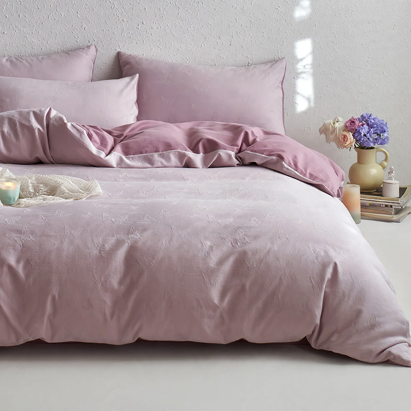 Cotton bedding set, 4-piece, butterfly design