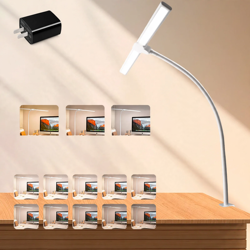 Double-headed LED clamp lamp for desk