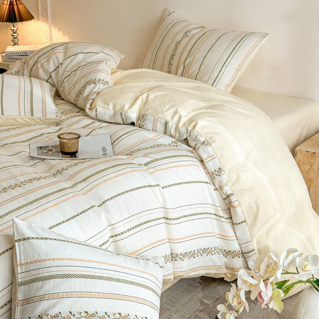 Cotton bedding set, 4-piece, Jacquard