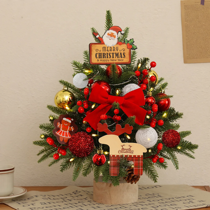 Mini Christmas tree set with lighting, 45 cm or 60 cm