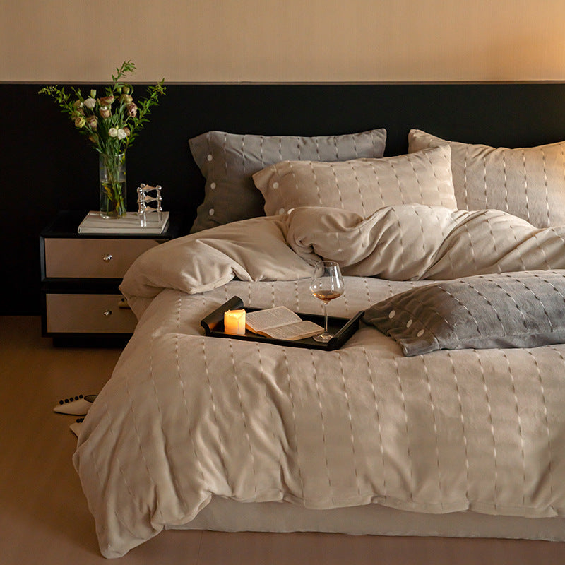 Milk fiber bedding set, 4-piece, solid color