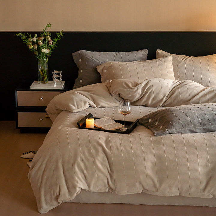 Milk fiber bedding set, 4-piece, solid color