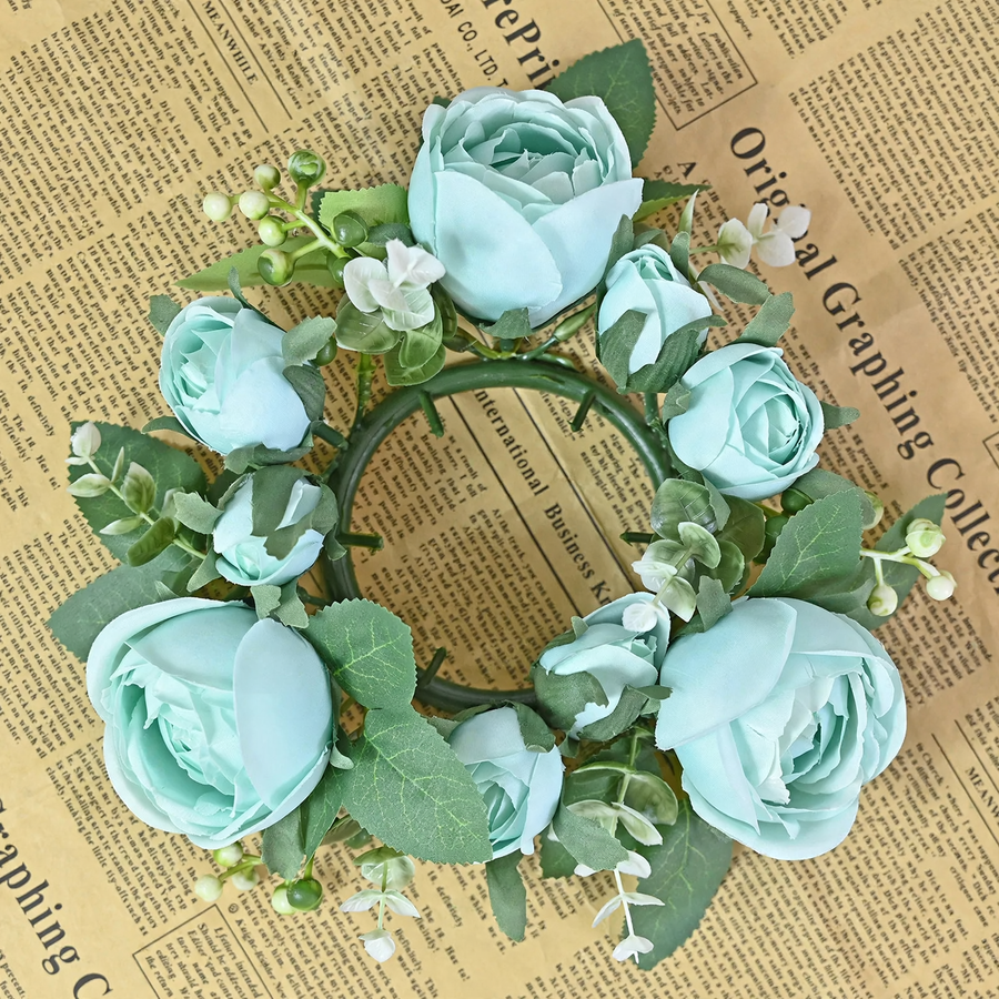 Artificial candle wreath with flower buds, 20 cm