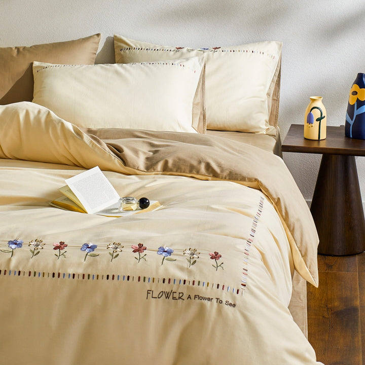 Duvet cover set made of brushed cotton, 4 pieces