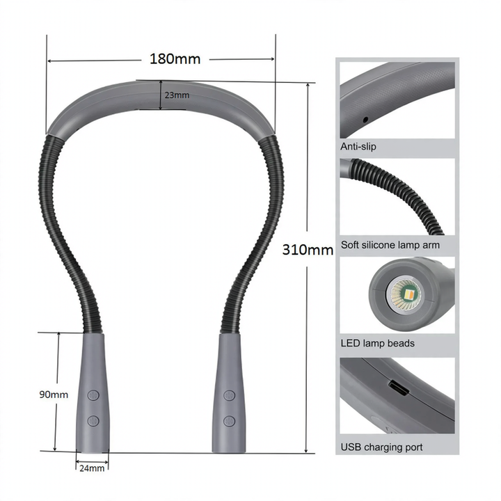 Wearable LED Neck Light for Reading and Sports