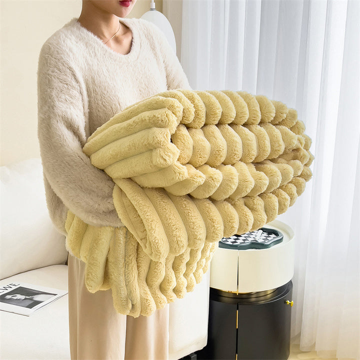 Rabbit fur wool blanket, polyester, Nordic